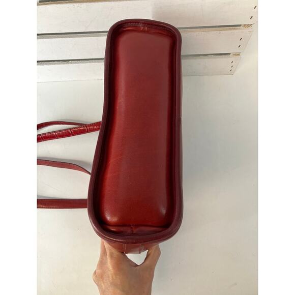 BRIGHTON SMALL RED SMOOTH LEATHER ANIMAL PRINT SHOULDR BAG - Picture 13 of 16